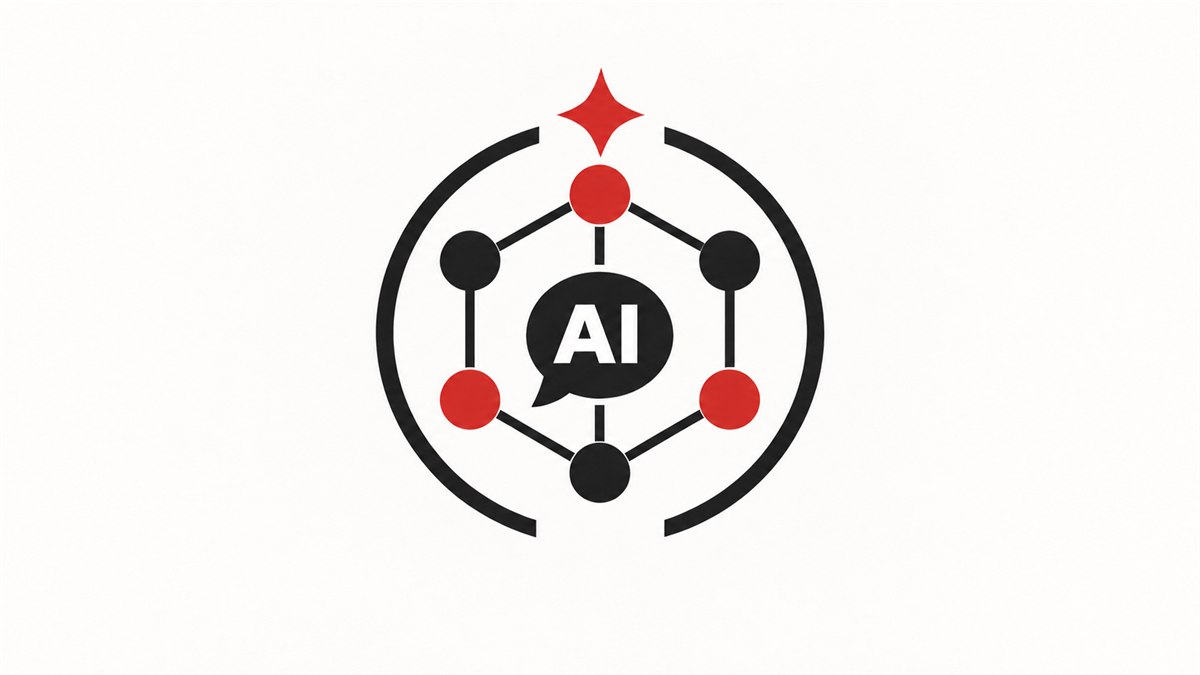AIの文字と、対話・連携を表すシンボルイラスト